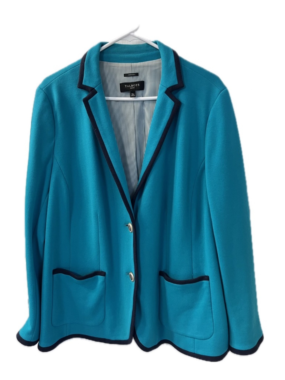 Talbots Aberdeen Women’s Teal Blazer with Navy Trim